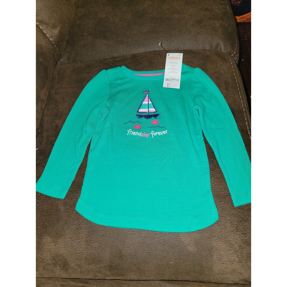 Gymboree stripes and‎ anchors friendship forever green top size 18 24 months nwt